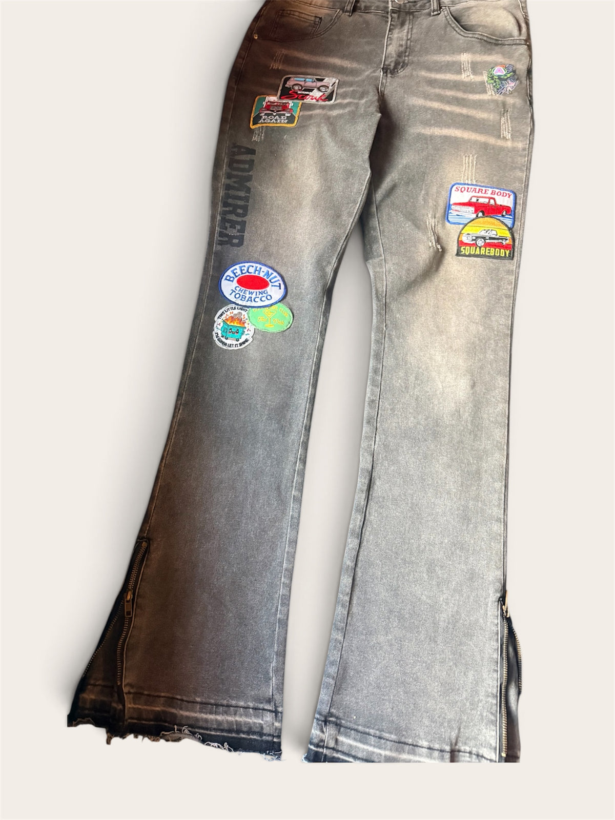 "PATCHWORK" FLARE BOTTOM JEANS